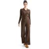 imageSUUKSESS Women Knit Long Sleeve Lounge Sets Ribbed Matching Comfy Two Piece SetsBrown