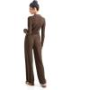 imageSUUKSESS Women Knit Long Sleeve Lounge Sets Ribbed Matching Comfy Two Piece SetsBrown