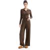 imageSUUKSESS Women Knit Long Sleeve Lounge Sets Ribbed Matching Comfy Two Piece SetsBrown