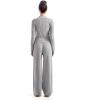 imageSUUKSESS Women Knit Long Sleeve Lounge Sets Ribbed Matching Comfy Two Piece SetsGrey