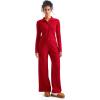 imageSUUKSESS Women Knit Long Sleeve Lounge Sets Ribbed Matching Comfy Two Piece SetsRed