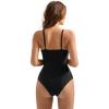 imageSUUKSESS Women Lace One Piece Swimsuit Tummy Control V Neck Bathing Suit87 Black