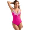 imageSUUKSESS Women Lace One Piece Swimsuit Tummy Control V Neck Bathing Suit87 Hot Pink