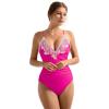 imageSUUKSESS Women Lace One Piece Swimsuit Tummy Control V Neck Bathing Suit87 Hot Pink