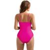 imageSUUKSESS Women Lace One Piece Swimsuit Tummy Control V Neck Bathing Suit87 Hot Pink