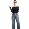 imageSUUKSESS Women Long Sleeve Off Shoulder Tops Trendy Cowl Neck Going Out Shirt for FallBlack