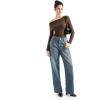 imageSUUKSESS Women Long Sleeve Off Shoulder Tops Trendy Cowl Neck Going Out Shirt for FallBrown
