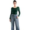 imageSUUKSESS Women Long Sleeve Off Shoulder Tops Trendy Cowl Neck Going Out Shirt for FallDark Green