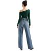 imageSUUKSESS Women Long Sleeve Off Shoulder Tops Trendy Cowl Neck Going Out Shirt for FallDark Green