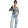 imageSUUKSESS Women Long Sleeve Off Shoulder Tops Trendy Cowl Neck Going Out Shirt for FallGrey
