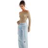 imageSUUKSESS Women Long Sleeve Off Shoulder Tops Trendy Cowl Neck Going Out Shirt for FallKhaki
