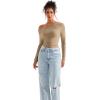 imageSUUKSESS Women Long Sleeve Off Shoulder Tops Trendy Cowl Neck Going Out Shirt for FallKhaki