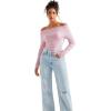 imageSUUKSESS Women Long Sleeve Off Shoulder Tops Trendy Cowl Neck Going Out Shirt for FallPink