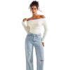 imageSUUKSESS Women Long Sleeve Off Shoulder Tops Trendy Cowl Neck Going Out Shirt for FallWhite