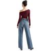 imageSUUKSESS Women Long Sleeve Off Shoulder Tops Trendy Cowl Neck Going Out Shirt for FallWine Red