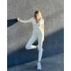 imageSUUKSESS Women Long Sleeve Ribbed Jumpsuit Zip up Front Workout Bodycon Romper02 Beige