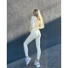 imageSUUKSESS Women Long Sleeve Ribbed Jumpsuit Zip up Front Workout Bodycon Romper02 Beige