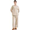 imageSUUKSESS Women Lounge Sets 2 Piece Pajamas Sets Long Sleeve Tops Wide Leg PantsBeige