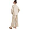 imageSUUKSESS Women Lounge Sets 2 Piece Pajamas Sets Long Sleeve Tops Wide Leg PantsBeige