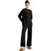 imageSUUKSESS Women Lounge Sets 2 Piece Pajamas Sets Long Sleeve Tops Wide Leg PantsBlack
