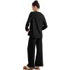 imageSUUKSESS Women Lounge Sets 2 Piece Pajamas Sets Long Sleeve Tops Wide Leg PantsBlack