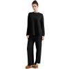 imageSUUKSESS Women Lounge Sets 2 Piece Pajamas Sets Long Sleeve Tops Wide Leg PantsBlack