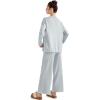 imageSUUKSESS Women Lounge Sets 2 Piece Pajamas Sets Long Sleeve Tops Wide Leg PantsLight Gray