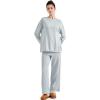 imageSUUKSESS Women Lounge Sets 2 Piece Pajamas Sets Long Sleeve Tops Wide Leg PantsLight Gray