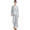 imageSUUKSESS Women Lounge Sets 2 Piece Pajamas Sets Long Sleeve Tops Wide Leg PantsLight Gray