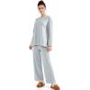 imageSUUKSESS Women Lounge Sets 2 Piece Pajamas Sets Long Sleeve Tops Wide Leg PantsLight Gray
