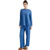 imageSUUKSESS Women Lounge Sets 2 Piece Pajamas Sets Long Sleeve Tops Wide Leg PantsNavy