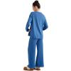 imageSUUKSESS Women Lounge Sets 2 Piece Pajamas Sets Long Sleeve Tops Wide Leg PantsNavy