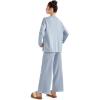 imageSUUKSESS Women Lounge Sets 2 Piece Pajamas Sets Long Sleeve Tops Wide Leg PantsSky Blue