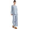 imageSUUKSESS Women Lounge Sets 2 Piece Pajamas Sets Long Sleeve Tops Wide Leg PantsSky Blue