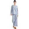 imageSUUKSESS Women Lounge Sets 2 Piece Pajamas Sets Long Sleeve Tops Wide Leg PantsSky Blue