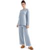 imageSUUKSESS Women Lounge Sets 2 Piece Pajamas Sets Long Sleeve Tops Wide Leg PantsSky Blue