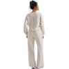 imageSUUKSESS Women Modal Fall 2 piece outfits Oversized Sweatshirt Wide Leg PantsApricot
