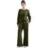 imageSUUKSESS Women Modal Fall 2 piece outfits Oversized Sweatshirt Wide Leg PantsArmy Green
