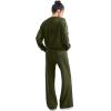 imageSUUKSESS Women Modal Fall 2 piece outfits Oversized Sweatshirt Wide Leg PantsArmy Green