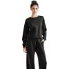 imageSUUKSESS Women Modal Fall 2 piece outfits Oversized Sweatshirt Wide Leg PantsBlack