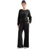 imageSUUKSESS Women Modal Fall 2 piece outfits Oversized Sweatshirt Wide Leg PantsBlack