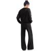 imageSUUKSESS Women Modal Fall 2 piece outfits Oversized Sweatshirt Wide Leg PantsBlack