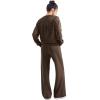 imageSUUKSESS Women Modal Fall 2 piece outfits Oversized Sweatshirt Wide Leg PantsBrown