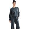 imageSUUKSESS Women Modal Fall 2 piece outfits Oversized Sweatshirt Wide Leg PantsGrey Blue