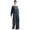 imageSUUKSESS Women Modal Fall 2 piece outfits Oversized Sweatshirt Wide Leg PantsGrey Blue