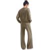 imageSUUKSESS Women Modal Fall 2 piece outfits Oversized Sweatshirt Wide Leg PantsKhaki