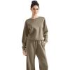 imageSUUKSESS Women Modal Fall 2 piece outfits Oversized Sweatshirt Wide Leg PantsKhaki