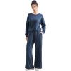 imageSUUKSESS Women Modal Fall 2 piece outfits Oversized Sweatshirt Wide Leg PantsNavy Blue