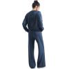 imageSUUKSESS Women Modal Fall 2 piece outfits Oversized Sweatshirt Wide Leg PantsNavy Blue