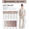 imageSUUKSESS Women Modal Fall 2 piece outfits Oversized Sweatshirt Wide Leg PantsNavy Blue